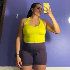 Yellow halter crop top